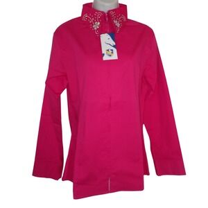 Royal Highness Equestrian Show Shirt Ladies XL Pink Zip Crystals on Collar NEW